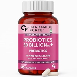 carbamide forte 30 billion cfu probiotics supplement with prebiotics  16 probiotic strains  daily probiotic supplement to support gut health amp digestion  60 veg capsules