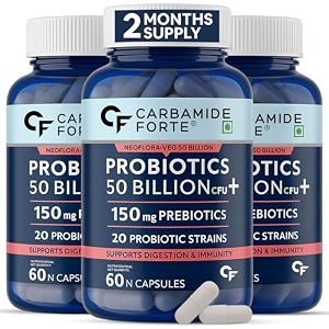 carbamide forte probiotics supplement 50 billion cfu for women amp men  probiotics for gut health supplement  support digestion amp immunity  gut health probiotics  60 veg capsules pack of 3