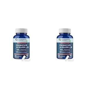 carbamide forte probiotics supplement 50 billion cfu for women amp men  probiotics for gut health supplement  support digestion amp immunity  gut health probiotics  60 veg capsules pack of 2