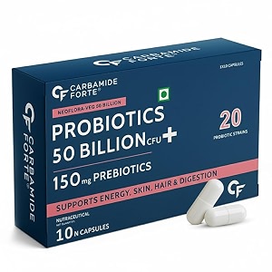 carbamide forte probiotics supplement 50 billion cfu for women amp men  probiotics for gut health supplement  support digestion amp immunity  gut health probiotics  10 veg capsules
