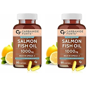 carbamide forte salmon fish oil omega 3 capsule 1000 mg  90 softgel capsules  epa 180 mg amp dha 120 mg  supports heart joints bones amp skin pack of 2