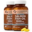 Carbamide Forte Salmon Fish Oil Omega 3 Capsule 1000 mg | 90 Softgel Capsules | EPA 180 mg & DHA 120 mg | Supports Heart, Joints, Bones & Skin (Pack of 2)