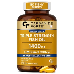 carbamide forte triple strength omega 3 fish oil capsules 1400mg  omega 3 supplement  omega3 fatty acid supplement to support heart joints amp skin - 1400mg  60 softgel capsules