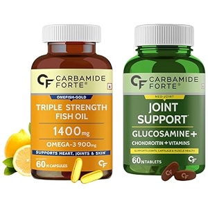 carbamide forte triple strength fish oil 1400mg with omega 3 900mg - 60 softgel capsules amp carbamide forte joint support supplement with glucosamine 1600mg per serving- 60 tablets