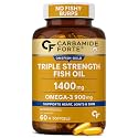 Carbamide Forte Triple Strength Omega 3 Fish Oil Capsules 1400mg | Omega 3 Supplement | Omega3 Fatty Acid Supplement To Support Heart, Joints & Skin - 1400mg | 60 Softgel Capsules