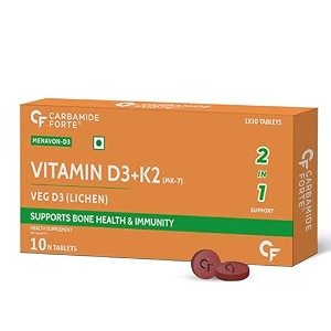 carbamide forte vitamin d tablets  vitamin d3 k2 supplement to support bone amp heart health  veg d3 lichen - 10 tablets