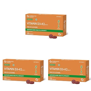 carbamide forte vitamin d3 k2 mk7  plant based veg vitamin d3 supplement lichen source with vitamin k2 mk7 menaquinone - 10 veg tablets pack of 3