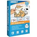 DTF Transfer Film-60 Sheets A4(8.3" x 11.7") PET Clear PreTreat Heat Transfer Paper for DYI Direct on T-Shirts Textile