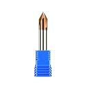 Carbide Chamfer End Mill 60 Degree 1/4" Shank Dia - Carving Bits, V Groove,Tisin Coated 3 Flute - for Alloy Steels, Hardened Steels