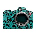 Carbon Fiber Camera Skin Compatible with Canon EOS R5C (2022) - Teal Leopard - Premium 3M Vinyl Protective Wrap Decal Cover - Easy to Apply | Crafted in the USA by MightySkins