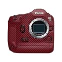 Carbon Fiber Camera Skin Compatible with Canon EOS R1 (2024) - Solid Burgundy - Premium 3M Vinyl Protective Wrap Decal Cover - Easy to Apply | Crafted in the USA by MightySkins