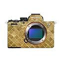 Carbon Fiber Camera Skin Compatible with Sony Alpha A7 Mark V (2025) - Gold Tiles - Premium 3M Vinyl Protective Wrap Decal Cover - Easy to Apply | Crafted in the USA by MightySkins