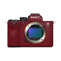 Carbon Fiber Camera Skin Compatible with Sony Alpha A7 Mark V (2025) - Solid Burgundy - Premium 3M Vinyl Protective Wrap Decal Cover - Easy to Apply | Crafted in the USA by MightySkins