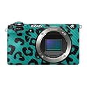 Carbon Fiber Camera Skin Compatible with Sony A6700 Mirrorless Camera (2023) - Teal Leopard - Premium 3M Vinyl Protective Wrap Decal Cover - Easy to Apply | Crafted in the USA by MightySkins