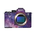 Carbon Fiber Camera Skin Compatible with Sony Alpha A7 Mark V (2025) - Violet Stars - Premium 3M Vinyl Protective Wrap Decal Cover - Easy to Apply | Crafted in the USA by MightySkins