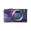 Carbon Fiber Camera Skin Compatible with Sony A7C Mark II (2023) - Violet Stars - Premium 3M Vinyl Protective Wrap Decal Cover - Easy to Apply | Crafted in the USA by MightySkins