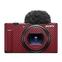 Carbon Fiber Camera Skin Compatible with Sony ZV-1 Mark II (2023) - Solid Burgundy - Premium 3M Vinyl Protective Wrap Decal Cover - Easy to Apply | Crafted in the USA by MightySkins