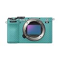 Carbon Fiber Camera Skin Compatible with Sony A7C Mark II (2023) - Solid Turquoise - Premium 3M Vinyl Protective Wrap Decal Cover - Easy to Apply | Crafted in the USA by MightySkins