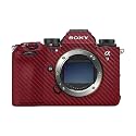 Carbon Fiber Camera Skin Compatible with Sony Alpha 9 III (2024) - Solid Burgundy - Premium 3M Vinyl Protective Wrap Decal Cover - Easy to Apply | Crafted in the USA by MightySkins