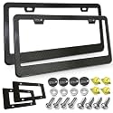 Carbon Fiber License Plate Frames, 2 Pack Black Car Tag Holder