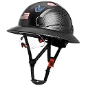 Carbon Fiber Pattern Full Brim Hard Hat with Visor-OSHA Approved Construction Safety Helmet for Men Women,ANSI Z89.1 Vented Reflective Hardhat with Hard Hat Chin Strap,6-Point Suspension