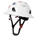 Carbon Fiber Pattern Full Brim Hard Hat with Visor-OSHA Approved Construction Safety Helmet for Men Women,ANSI Z89.1 Vented Reflective Hardhat with Hard Hat Chin Strap,6-Point Suspension