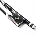 Carbon Fiber Violin Bow 1/4 Size VINGOBOW 100VB Quarters 56 cm for Advanced Student Straight Parisian Eyes Ebony Frog Unbleached Mongolian Black Horse Hair Powerful and Wild Tone Smooth Screw