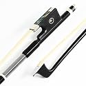 Carbon Fiber Violin Bow Half 1/2 Size VINGOBOW 100V Advanced Level 62cm Parisian Eyes Ebony Frog Real Mongolian White Horse Hair Warm Clear Tone Straight Smooth Screw Great Flexibility