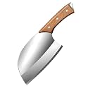 Carbon Steel 6 Inch Blad Meat Cleaver Knife for Kitchen Heavy Duty Japanese Mutton Cutter Knives Hand Forged Big Butcher Knife for Chopping Vegetable Fruit and Fish