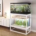 Carbon Steel Double-Tier Fish Tank Stand,Storage Fish Tank Cabinet,Minimalist Style,Suitable For Home Living Rooms And Offices(White,23.6x17.7x31.5in)