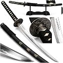 Carbon Steel Katana Sword 40.6 in with Stand and Scabbard - Decorative Traditional Japanese Metal Samurai Sword for Collectors - Wall Art & Home Décor Accent, Dull/Blunted