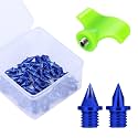 Carbon Steel Track Spikes, 50 Pcs 1/4 Inch Lighter Weight Spikes for Track, 0.47 Grams Spikes with Spike Wrench, Replacement Spikes for Track and Field Sprinting or Cross Country