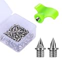Carbon Steel Track Spikes, 50 Pcs 1/4 Inch Lighter Weight Spikes for Track, 0.47 Grams Spikes with Spike Wrench, Replacement Spikes for Track and Field Sprinting or Cross Country