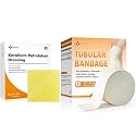 Carbou Medical Xeroform Petrolatum Dressing 2"x2" (Pack of 25)+Elasticated Tubular Support Bandage 3.5" x 11 yd (Size E)