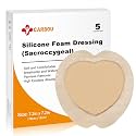 Carbou Silicone Sacrum Foam Dressing, 7.2"x7.2"(18cmx18cm), Box of 5