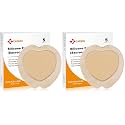 Carbou Silicone Sacrum Foam Dressing, 9''x9''(23cm x23cm) Bordered Adhesive Sacral Foam Dressing,Soft Bed Sore Bandages,Wound Care Products,Box of 5 Dressings (Pack of 2)