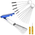 Carburetor Carbon Smudge Jet Cleaner, 5 Nylon Brush Set, 10 Cleaning Needles, 13 Cleaning Wire Set, 1 Pointed Pick for Cleaning Lawn Mower, Small Engine, Nozzle Carburetor Cleaning Spray