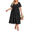 CARCOS Plus Size Dresses for Curvy Women Tie Sweetheart Neck Summer Maxi Dress Short Sleeve Empire Waist Floral Boho Dress