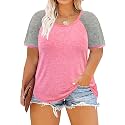 CARCOS Plus Size Tops for Women Short Sleeve Shirt Summer Star/Leopard/Tie Dye/Flower Crewneck Pullover Tunic XL-5XL