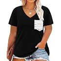 CARCOS Plus Size Tops for Women Short Sleeve Shirt Summer Star/Leopard/Tie Dye/Flower Crewneck Pullover Tunic XL-5XL