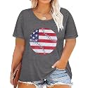 CARCOS Plus Size Tops for Women Short Sleeve Shirt Summer Star/Leopard/Tie Dye/Flower Crewneck Pullover Tunic XL-5XL