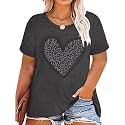 CARCOS Plus Size Tops for Women Short Sleeve Raglan Striped Tee Color Block Crewneck/V Neck Tunic Loose Fit Summer XL-5XL