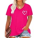 CARCOS Plus Size Tops for Women Short Sleeve Raglan Striped Tee Color Block Crewneck/V Neck Tunic Loose Fit Summer XL-5XL