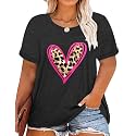 CARCOS Plus Size Tops for Women Short Sleeve Shirt Summer Star/Leopard/Tie Dye/Flower Crewneck Pullover Tunic XL-5XL