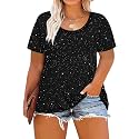 CARCOS Plus Size Tops for Women Short Sleeve Shirt Summer Star/Leopard/Tie Dye/Flower Crewneck Pullover Tunic XL-5XL