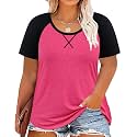 CARCOS Plus Size Tops for Women Short Sleeve Shirt Summer Star/Leopard/Tie Dye/Flower Crewneck Pullover Tunic XL-5XL