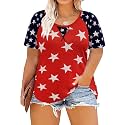 CARCOS Plus Size Tops for Women Short Sleeve Shirt Summer Star/Leopard/Tie Dye/Flower Crewneck Pullover Tunic XL-5XL