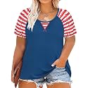 CARCOS Plus Size Tops for Women Short Sleeve Shirt Summer Star/Leopard/Tie Dye/Flower Crewneck Pullover Tunic XL-5XL