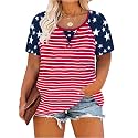 CARCOS Plus Size Tops for Women Short Sleeve Shirt Summer Star/Leopard/Tie Dye/Flower Crewneck Pullover Tunic XL-5XL
