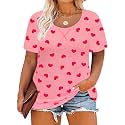 CARCOS Plus Size Tops for Women Short Sleeve Shirt Summer Star/Leopard/Tie Dye/Flower Crewneck Pullover Tunic XL-5XL